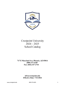 Crestpoint University School Catalog